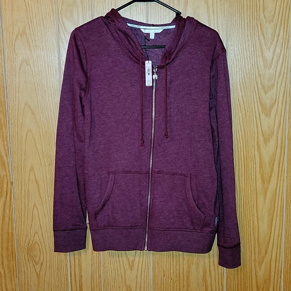 *NWT* Victoria's Secret burgundy colored zip-up hoodie. Women's M.